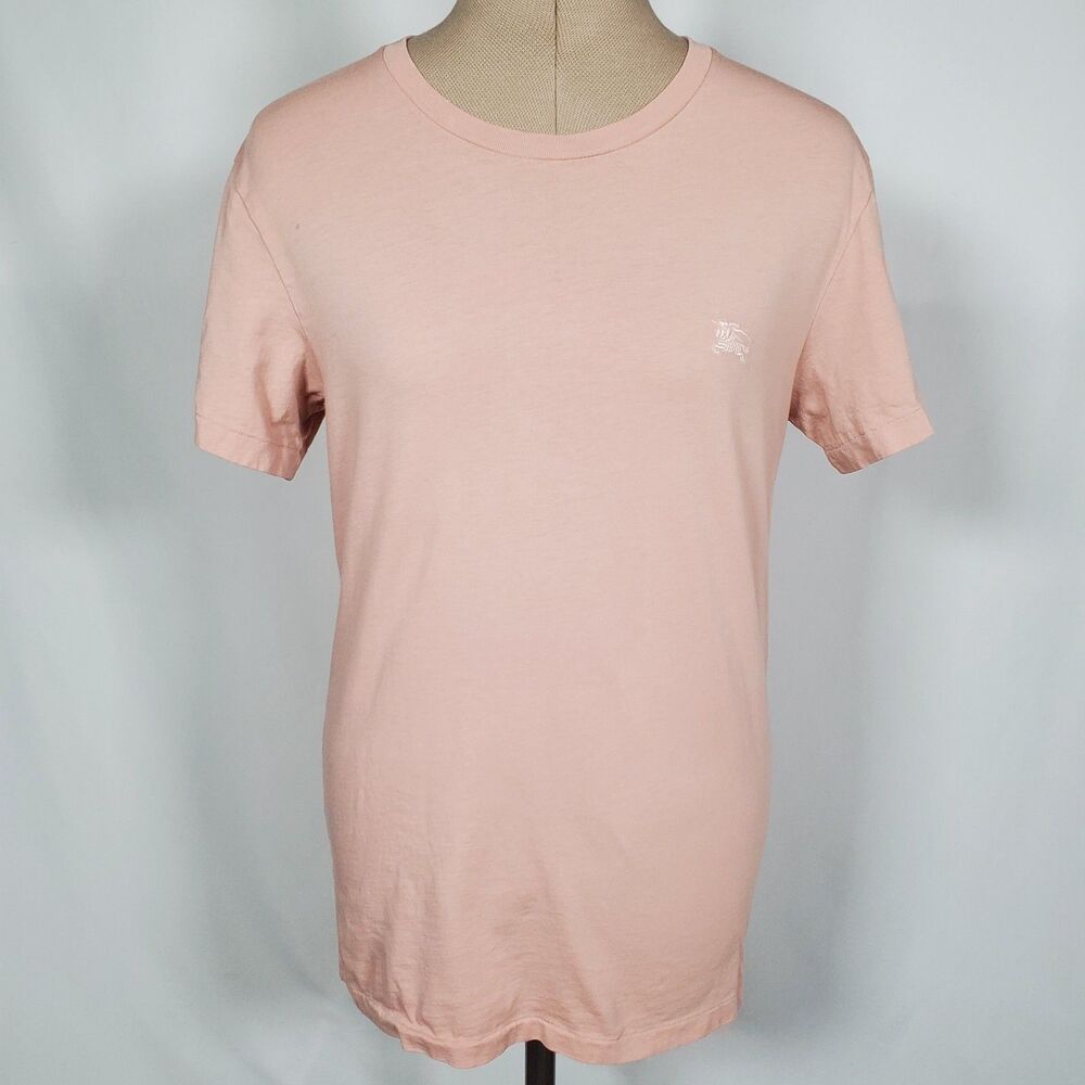Burberry Women’s Short Sleeve T-Shirt XS Pink 100% Cotton EKD Logo Crew Neck Tee